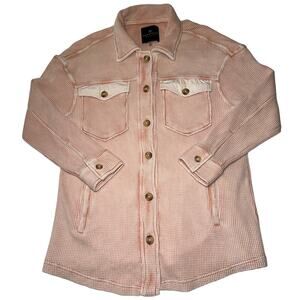 Bagatelle Pink Waffle Knit Button Down Up Shacket Women Shirt Jacket Coat Small